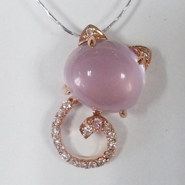 18K玫瑰金芙蓉石吊坠