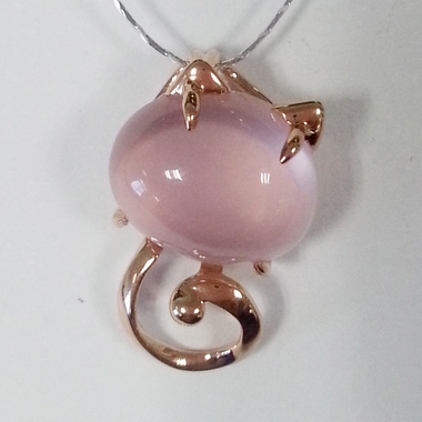 18K玫瑰金芙蓉石吊坠