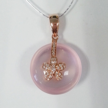 18K玫瑰金芙蓉石吊坠